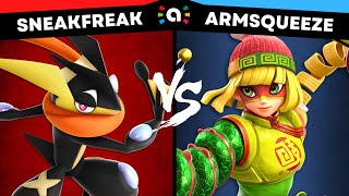 Sneakfreak Greninja vs Armsqueeze Min Min  Super Smash Bros Ultimate Amiibo Fights [upl. by Itsud]