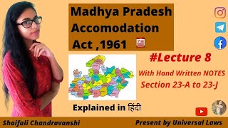 MP Accomodation Control Act1971  Section 23A to 23J  Lecture 8  mpcj2022mpcjuniversallaws [upl. by Lyns]