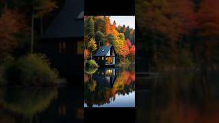 A beautiful tiny house under a maple tree riverside nature travel shorts trending [upl. by Aym]