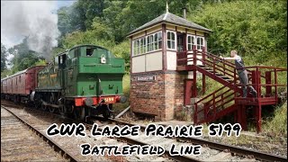 Great Western Railway Large Prairie 5199 Departing Shackerstone Station Rapidly [upl. by Anayk580]