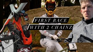 First Race with 2 Chains New Race Bike Sponsor Race Run POV Bellwald 2024 [upl. by Drazze658]