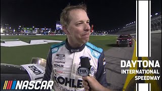 Brad Keselowski reacts to winning Duel 1 at Daytona  NASCAR [upl. by Stanway]