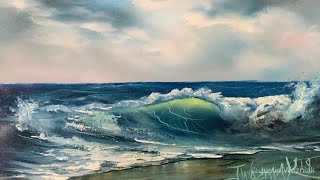 How To Paint A Seascape And Wave For Beginners Full Tutorial  Paintings By Justin [upl. by Jolyn999]