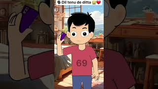 Dil tenu de ditta 💕 dosti shorts cartoon love ai aicartoonai99 bestfriend [upl. by Nelleh]