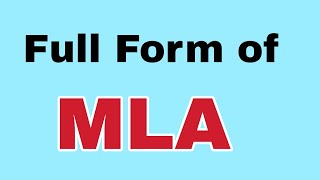 MLA Full FormMLA ka meaning ya matlab [upl. by Enailil]