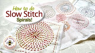 Easy tutorial on how to stitch spirals in your slow stitching embroidery projects [upl. by Zosi]