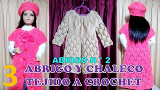 PARTE 3 Como tejer el Abrigo N° 2 chompón saco o suéter largo a crochet para bebes niñas y damas [upl. by Auhsot147]