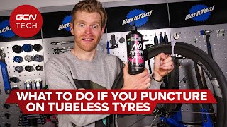 How To Fix A Punctured Tubeless Tyre  GCN Tech Puncture Repair Guide [upl. by Asereht]