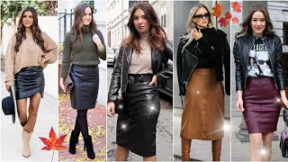 LOOKS CON FALDAS DE CUERO 🍂 MODA Y TENDENCIAS OTOÑO INVIERNO MUJER [upl. by Sehcaep259]