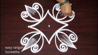 Easy 3x1 dots Beautiful rangoli amp kolam designs by easy rangoli Suneetha  Small Muggulu [upl. by Iniretake]