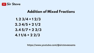 Addition of Mixed Fractions 1 2 34  1 23 2 3 45  2 12 3 4 57  2 23 4 1 16  2 2 [upl. by Ignatius]