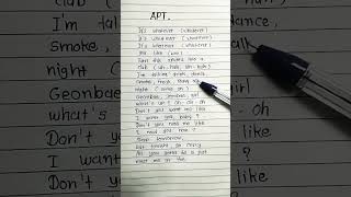 APT  song lyrics  handwriting  lyrics handwriting shorts [upl. by Hugon841]