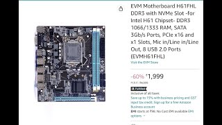 review EVM Motherboard H61FHL DDR3 with NVMe SlotIntel H61 Chipset DDR3 10661333 RAM SATA 3Gbs [upl. by Retseh]