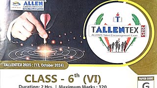 TALLENTEX 2025 6th CLASS SOLUTION [upl. by Zetrok]