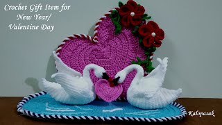 Crochet Swan Pair Home Decor Part 1  Show Piece  Gift Item for New Year Valentine Day Eng sub [upl. by Enelav]