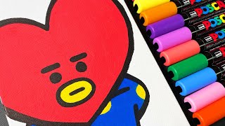 Drawing BT21 TATA with Posca Markers satisfying [upl. by Olcott136]