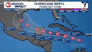 Hurricane Beryl headed for the Gulf of Mexico this weekend Tuesday evening forecast update [upl. by Nosauq]