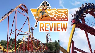 Wonder Woman Flight of Courage Review Six Flags Magic Mountain RMC Single Rail Coaster [upl. by Oneg]