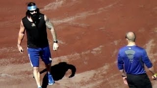 Brian Wilson Working Out Like a Maniac at Dodger Stadium Today 10513  Day Before Playoff Game [upl. by Delila]