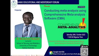 Conducting meta analysis using Comprehensive Metaanalysis Software CMA [upl. by Bertina]