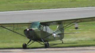 Aeronca Champ demonstrating mail pickup at Lynchburg Airshow on 52111 [upl. by Stouffer]