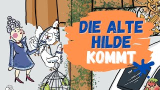 Deutsch Storytime Hier kommt die alte Hilde 😹mit ihren Hühnern 🐔 Wimmelbild Bahnhof  ASMR Hörbuch [upl. by Coletta]