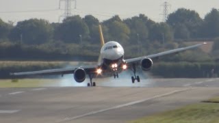 A320 very heavy landing in crosswind [upl. by Norling]