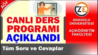 AÖF Canlı Dersler Başlıyor Takvim Açıklandı Devam Zorunlumu [upl. by Torrlow]