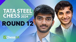 Gukesh v Pragg PreCandidates Faceoff amp Nodirbek v Vidit On Penultimate Day  Tata Steel 2024 Rd 12 [upl. by Zoila169]