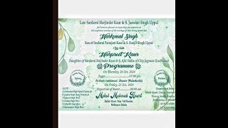 🔴LIVE WEDDING HARKOMAL WEDS HARPREET KHALSA STUDIO JHUNER  9855121300 [upl. by Eustacia880]