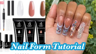 Beetles Polygel Kit Review  How to Apply Sugar Crystals on Nails  Polygel Tutorial with Nail Forms [upl. by Michiko]