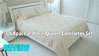 ChiXpace 7Piece Queen Comforter Set REVIEW  Beige Boho Bed in a Bag for All Seasons [upl. by Helaina]