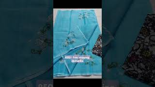 Kota Doria cotton saree with embroidery work DM 9731455395kotacottonsarees sareelove kotacotton [upl. by Vassell14]