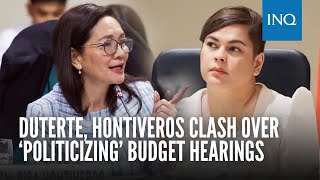 Duterte Hontiveros clash over ‘politicizing’ budget hearings [upl. by Savell855]