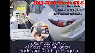 Lost key on New years eve  Unlock cut amp Program 2019 Mazda CX5 w Autel km100 universal Remote [upl. by Marala278]