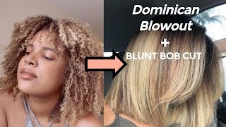 Dominican Blowout On Natural Hair  Blunt Bob Cut [upl. by Pietje761]