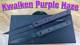 Kaviso Exclusive Boker Kwaiken Air amp Air Mini in Purple Haze Fat Carbon Fiber [upl. by Adyht]