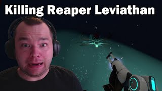 Killing the Reaper Leviathan with thermoblade in Subnautica [upl. by Divan]