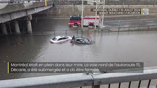 Les restes de Beryl créent des inondations urbaines à Montréal [upl. by Bevash]