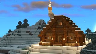 Minecraft  How to Build a Snowy Log Cabin [upl. by Sada]