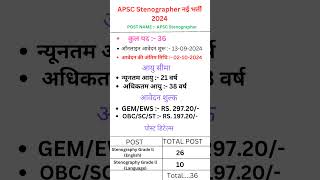 APSC Stenographer Recruitment 2024 l governmentjobs apsc apscexams apscstenographer newapscjobs [upl. by Conrade]