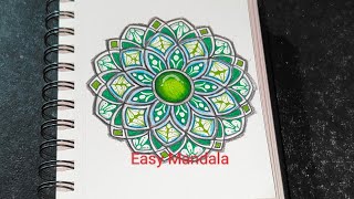 Green Colour Mandala Art For Beginners  EasyMandala59 [upl. by Shipley]