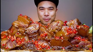 SPICY POBALA MUKBANG  PORK ADOBO SA COCA COLA  SPICY BRAISED PORK BELLY  ENG SUBS CAPTION [upl. by Hilel]