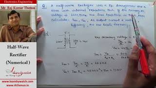 Numerical on Half Waver Rectifier  Hindi Urdu  Electronics Engineering by Raj Kumar Thenua [upl. by Ytiak]