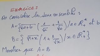 les ensembles 1Bac SM exercice égalité de deux ensembles [upl. by Amsirhc]