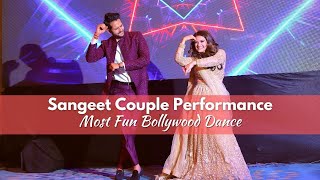 Bride and Groom Fun Bollywood Dance  Sangeet Couple Performance  90s Songs Included sangeet [upl. by Nomis]