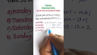 Calender Tricks  Calender Reasoning Tricks Reasoning Tricks SSC CGL RRB NTPC Exams shorts [upl. by Allicsirp]