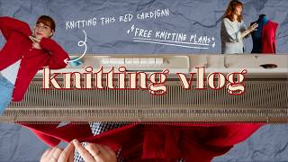 making a red cardigan on my knitting machine free knitting plans [upl. by Kerry103]