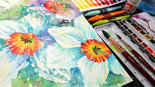 Can You Put Watercolor in Fountain Pens Sketch amp Draw Spring Daffodils with me [upl. by Ecirtaeb824]