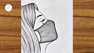 Beautiful girl with mask drawing  Pencil sketch for beginners  Easy drawing step by step [upl. by Peta]